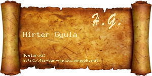 Hirter Gyula névjegykártya